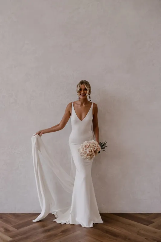 Jaylynn | Mermaid Deep V-Neck Backless White Wedding Dress sold by KissProm