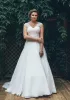 A-Line Long V-Neck Cap Chiffon Appliques Criss Cross Court Train Criss cross Dress sold by KissProm