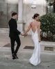 Jovana | Charming Sheath Silk Satin Wedding Dresses with Slit sold by KissProm