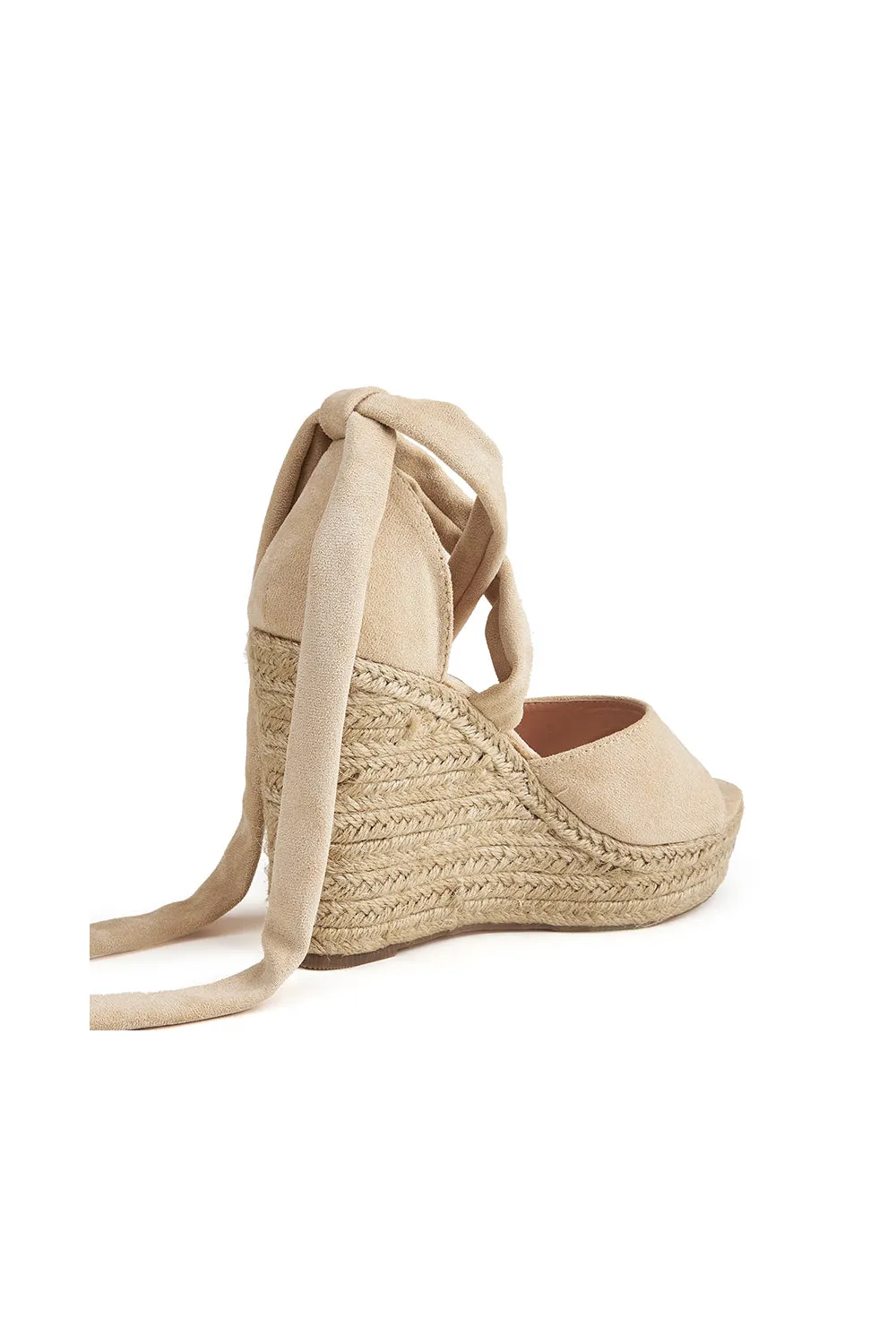 Outdoor Suede Peep Toe Wedge Heel Shoes With Lace-Up sold by KissProm product image thumbnail 3