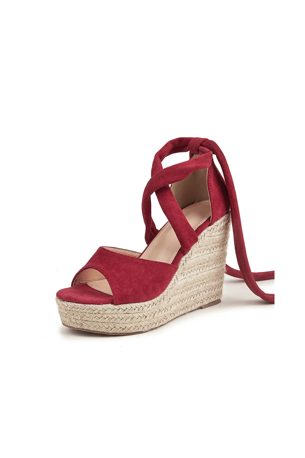 Outdoor Suede Peep Toe Wedge Heel Shoes With Lace-Up sold by KissProm product image thumbnail 4