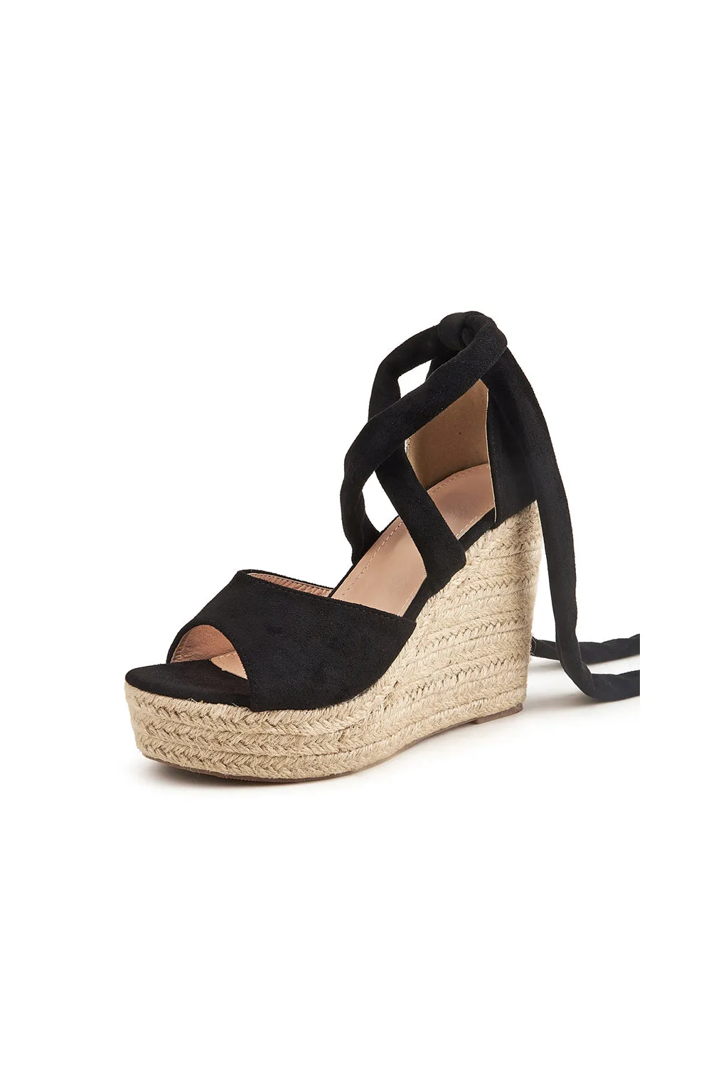 Outdoor Suede Peep Toe Wedge Heel Shoes With Lace-Up sold by KissProm