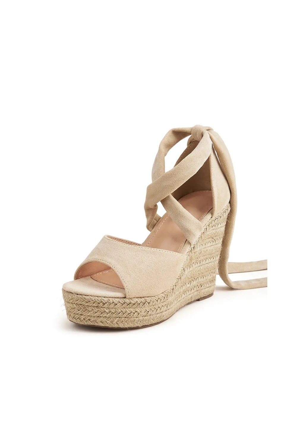 Outdoor Suede Peep Toe Wedge Heel Shoes With Lace-Up sold by KissProm product image thumbnail 2