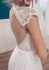 Casual A-line Backyard Tulle Long Wedding Dresses with Cap Sleeves sold by KissProm