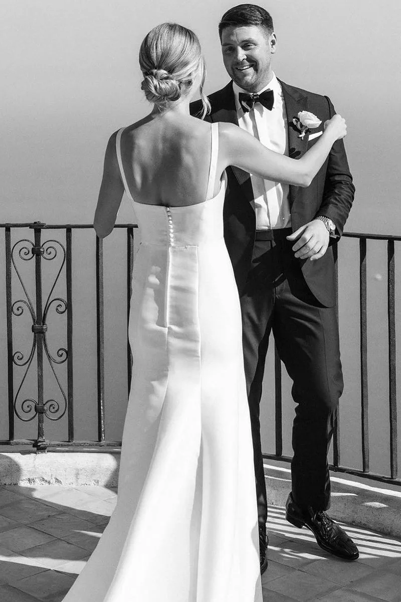 Duchess | Simple Mermaid Square Neck Satin Wedding Dresses sold by KissProm product image thumbnail 2