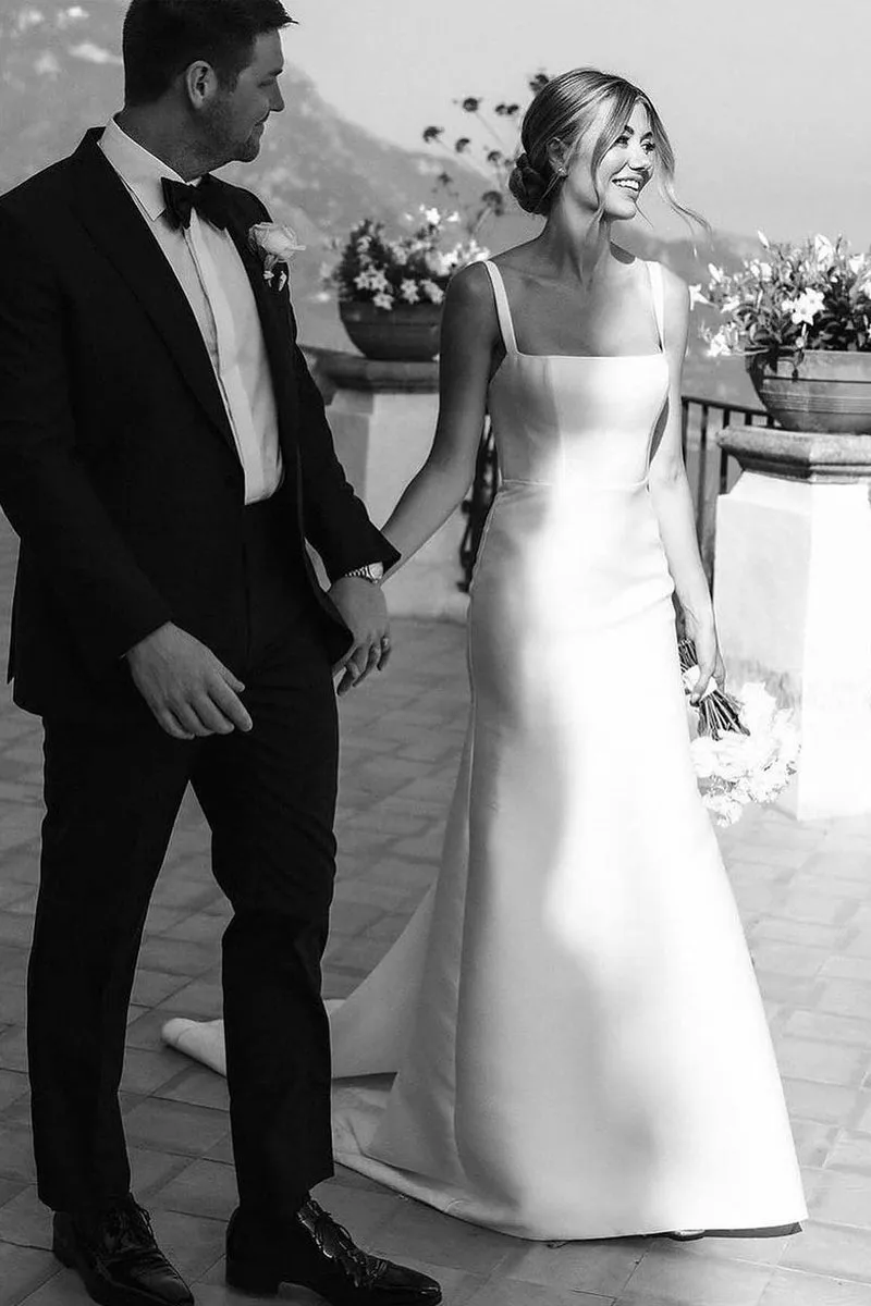 Duchess | Simple Mermaid Square Neck Satin Wedding Dresses sold by KissProm product image thumbnail 3