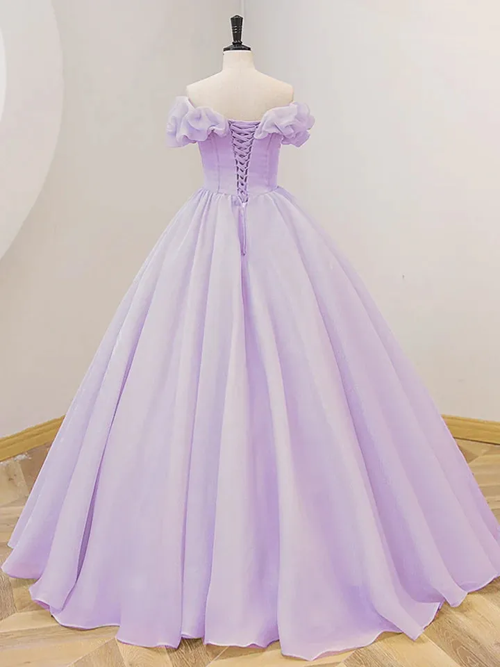 Lavender A-Line Off Shoulder Long Prom Dresses Purple Dress sold by KissProm product image thumbnail 2