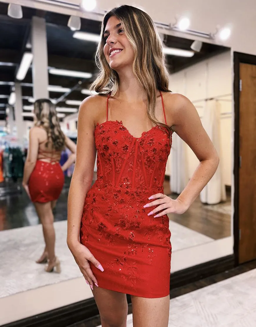 Scarlett |Sheath Lace Corset Homecoming Dress sold by KissProm product image thumbnail 4