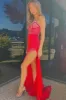 Penelope | Royal Blue Sweetheart Beaded Mermaid Long Prom Dresses with Slit sold by KissProm