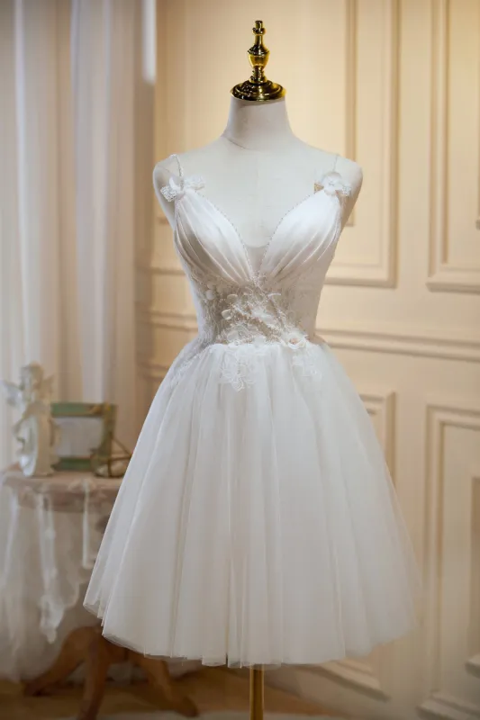 Spaghetti Straps V Neck Tulle Princess Homecoming Dresses sold by KissProm