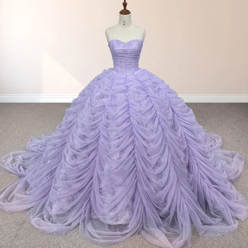 Organza Ball Gown Sweetheart Lavender Pleats Party Dress sold by KissProm