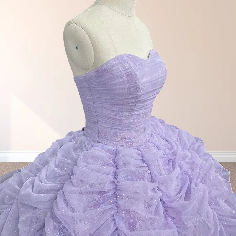 Organza Ball Gown Sweetheart Lavender Pleats Party Dress sold by KissProm product image thumbnail 3