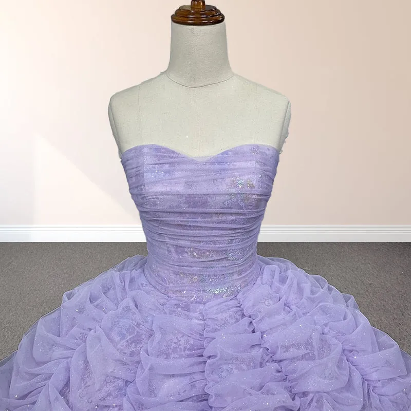 Organza Ball Gown Sweetheart Lavender Pleats Party Dress sold by KissProm product image thumbnail 4
