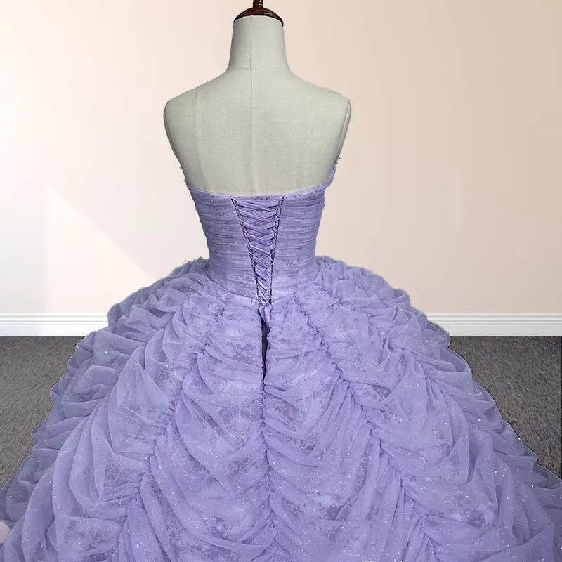 Organza Ball Gown Sweetheart Lavender Pleats Party Dress sold by KissProm product image thumbnail 2