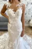 Marianna | White Illusion Neck Appliques Mermaid Long Wedding Dress sold by KissProm