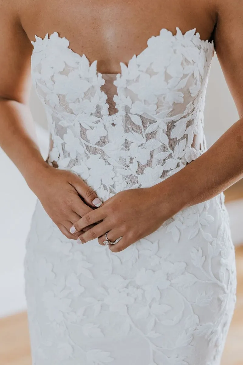 Mermaid Sweetheart Tulle Appliques Wedding Dresses with Sleeves sold by KissProm product image thumbnail 3