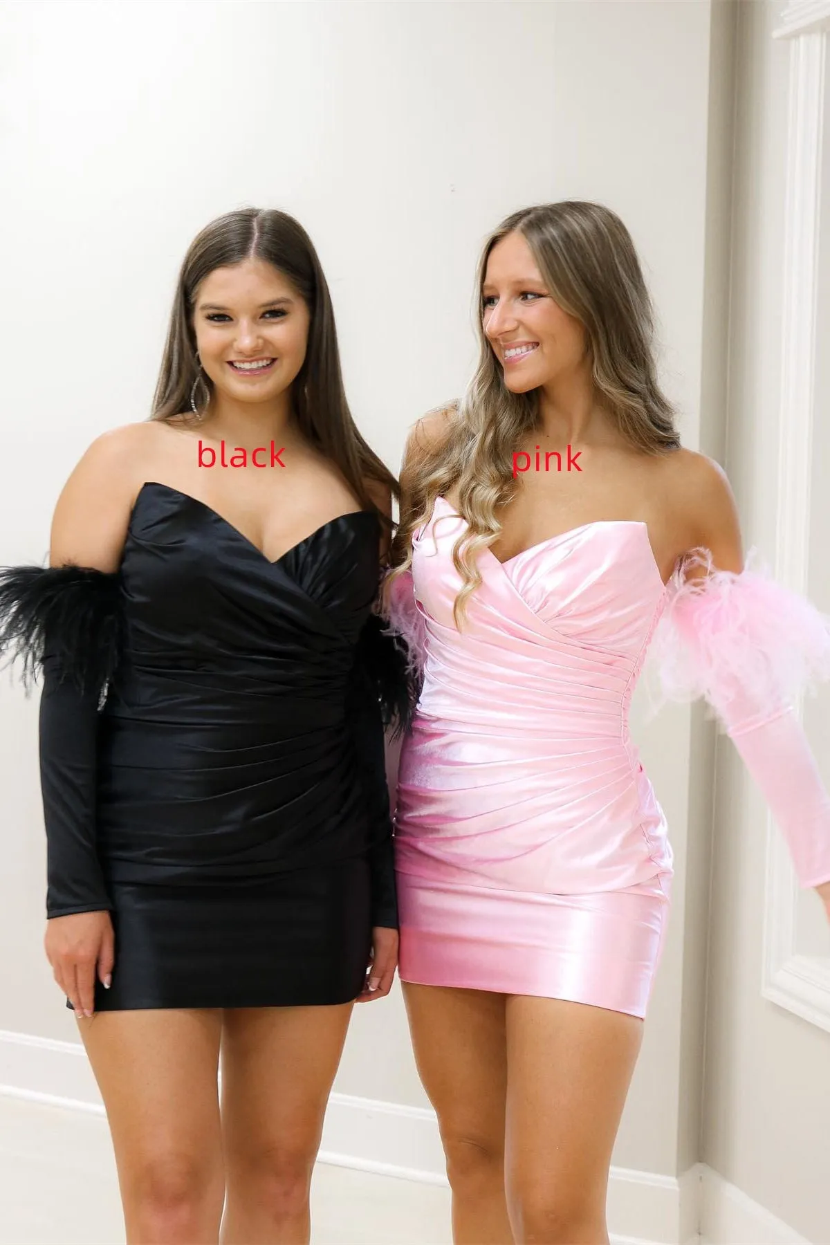 Rosalyn |Sheath Satin Strapless Homecoming Dress with Long Sleeves sold by KissProm product image thumbnail 3