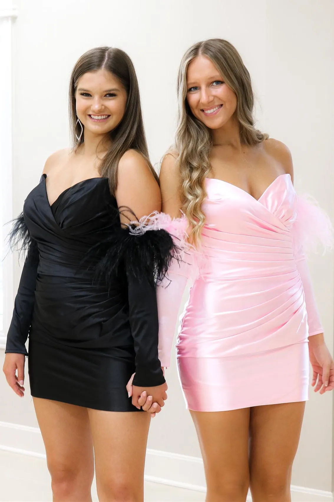Rosalyn |Sheath Satin Strapless Homecoming Dress with Long Sleeves sold by KissProm product image thumbnail 2