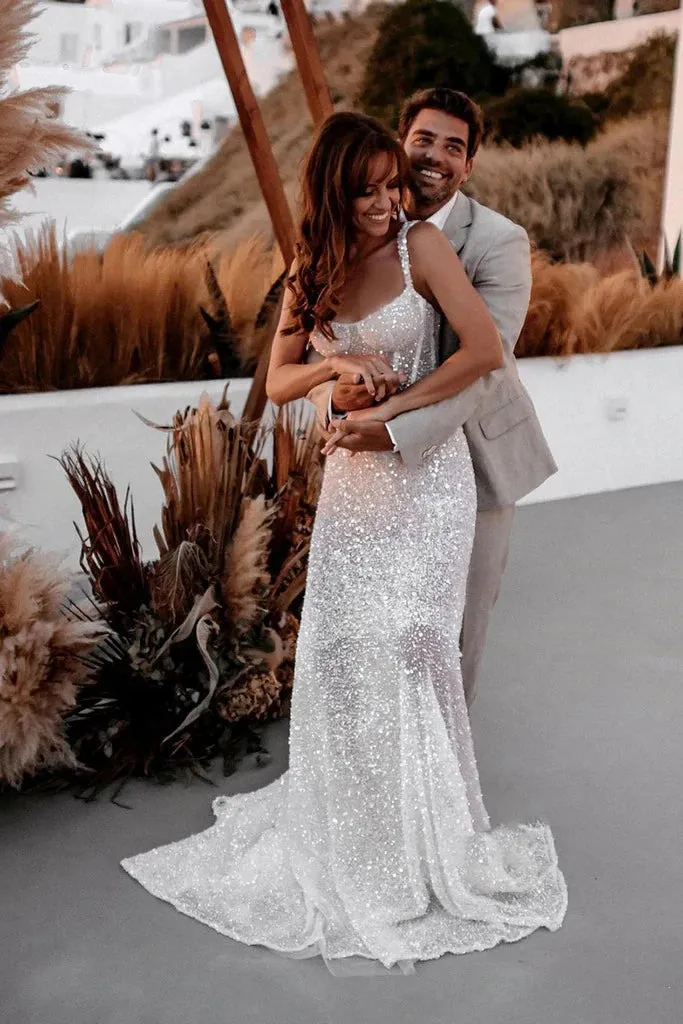 Oriana | Sparkly A Line Sweetheart Sequins Wedding Dresses sold by KissProm product image thumbnail 3