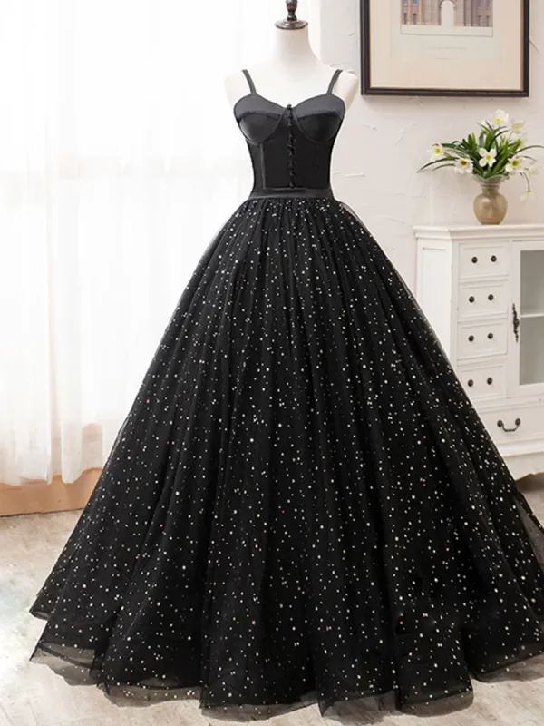 V Neck Glitter Black Long Prom Dress sold by KissProm