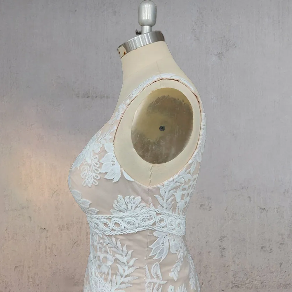 Mermaid Lace V Neck Appliques Wedding Dress sold by KissProm product image thumbnail 5