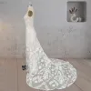 Mermaid Lace V Neck Appliques Wedding Dress sold by KissProm