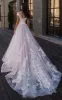 Ethereal Lace and Tulle V-neck A Line Chapel Train Wedding Dress with Appliques sold by KissProm