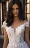 Ethereal Lace and Tulle V-neck A Line Chapel Train Wedding Dress with Appliques sold by KissProm