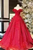 Chic Ball Gown V Neck Beads Appliques Red Off-the-Shoulder Long Quinceanera Dresses sold by KissProm
