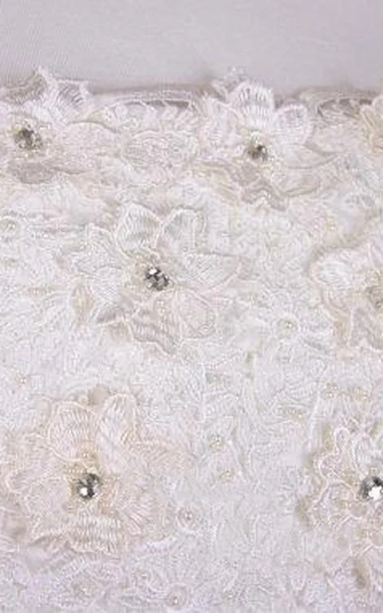 Beaded Short Tulle Wedding Dress With Lace Bodice and Straight Neckline sold by KissProm product image thumbnail 4