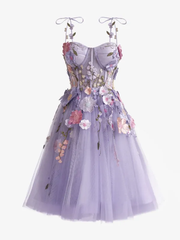 Janeka | A-Line Lavender Bloom Mini Homecoming Dress sold by KissProm