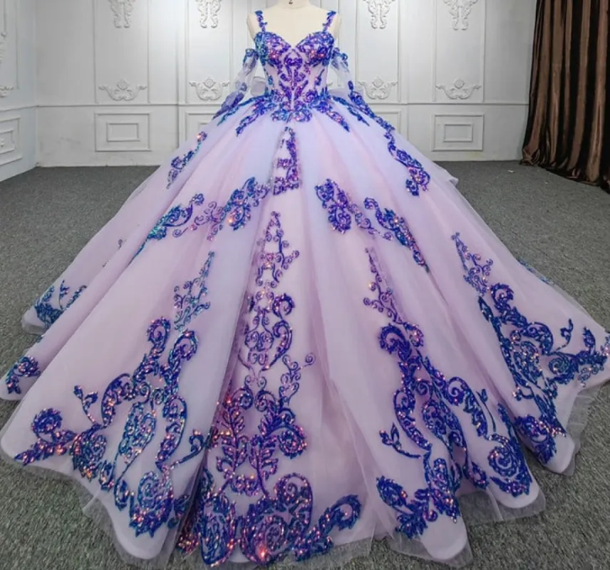 Purple Beaded Sweetheart Evening Party Dress Sequined Ball Gown sold by KissProm