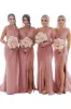 Grey Blue Sheath Chiffon Ruched Long Bridesmaid Dress with Slit sold by KissProm