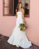 Elegant Mermaid Strapless Satin Sleeveless Wedding Dresses sold by KissProm