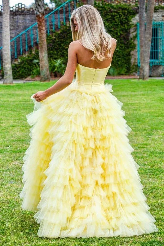 Quinceanera Dress Elegant Strapless Floor Length Yellow Prom Dresses Ball Gown sold by KissProm product image thumbnail 3