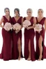 Kerli | Ivory Sheath Chiffon Ruched Long Bridesmaid Dress with Slit sold by KissProm