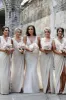 Kerli | Ivory Sheath Chiffon Ruched Long Bridesmaid Dress with Slit sold by KissProm