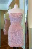 Fitted Strapless Black Sequined Mini Homecoming Dress sold by KissProm