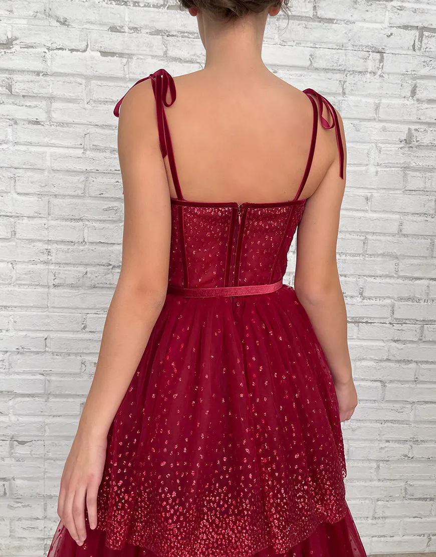 Alyson | Tulle Dark Red Glitter Homecoming Dress sold by KissProm product image thumbnail 5