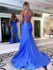 Sapphire |Mermaid Spaghetti Straps Jersey Prom Dress sold by KissProm
