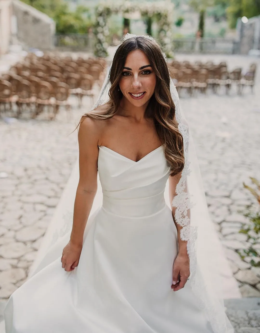 Elegant A-Line Sweetheart Satin Long Wedding Dresses sold by KissProm product image thumbnail 3