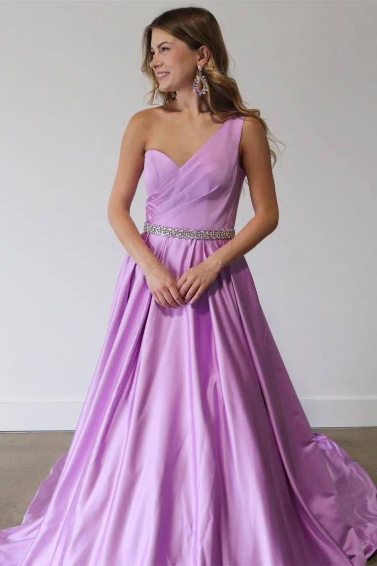 Asymmetrical Lilac Belted A-Line Prom Dress sold by KissProm product image thumbnail 2