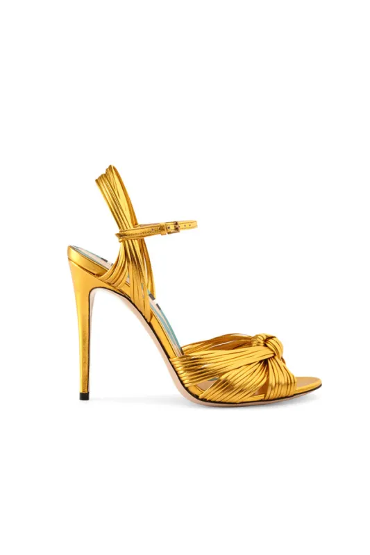 Gold Knotted Stiletto High Heel Sandals sold by KissProm