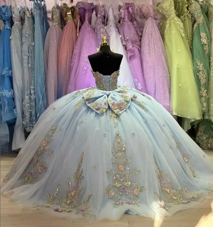 Sweetheart Ball Gown Tulle Sage Strapless Quinceanera Dress sold by KissProm product image thumbnail 2