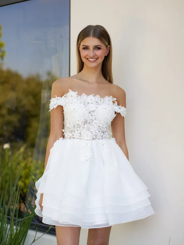 Estaline | A-Line Lace Organza Appliqued Off-the Shoulder Prom Dress sold by KissProm