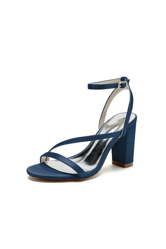 Simple Thin Strap Open Toe Ankle Strap Chunky Heels sold by KissProm