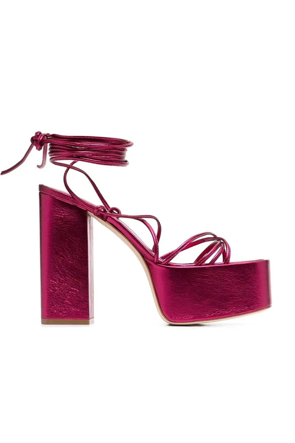 Green Lace Up Leather High Heel Platform Sandals sold by KissProm product image thumbnail 5