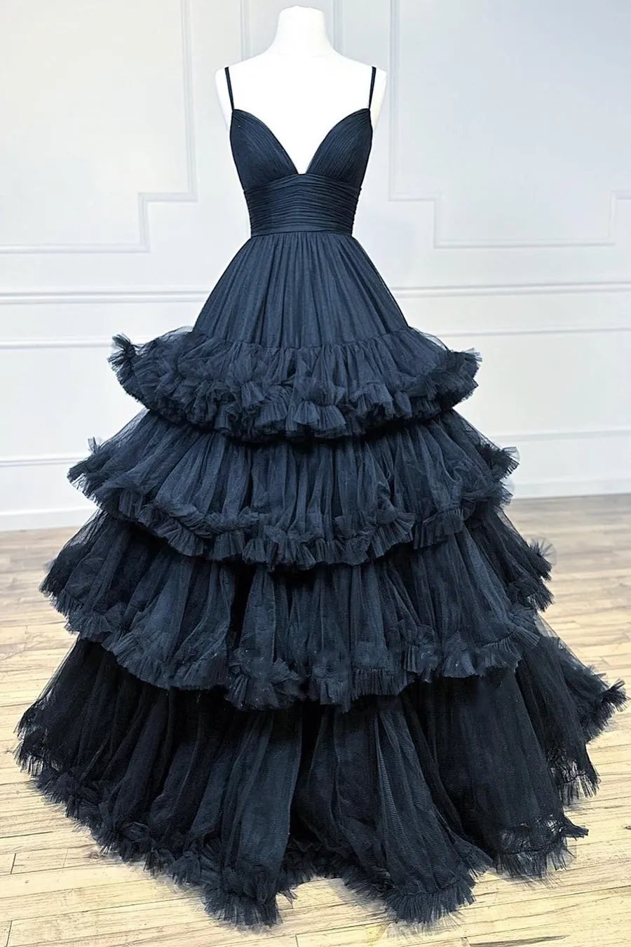 Skye |A-line V-Neck Tulle Prom Dress with Tiered Ruffles sold by KissProm product image thumbnail 3