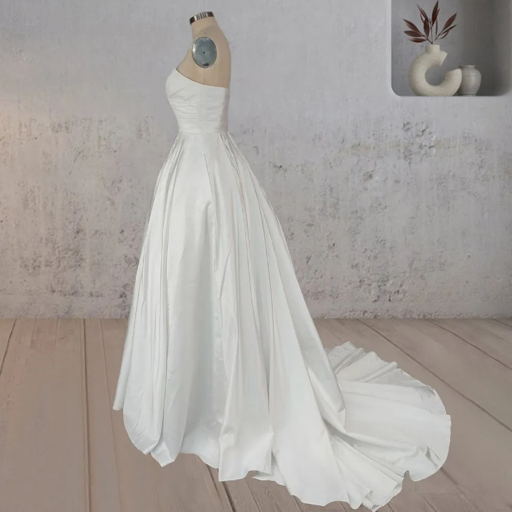 A-Line White Strapless Ruffled Wedding Dresses sold by KissProm product image thumbnail 2