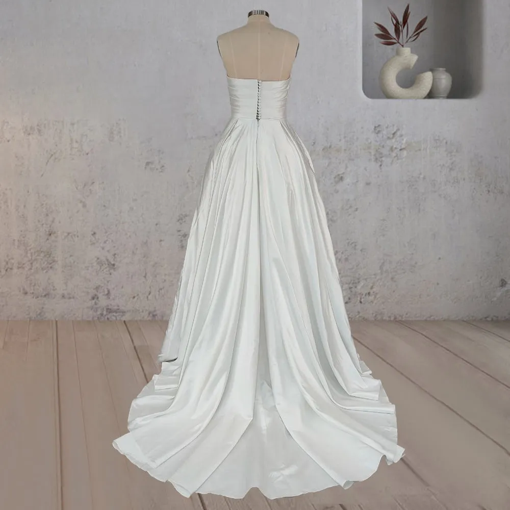 A-Line White Strapless Ruffled Wedding Dresses sold by KissProm product image thumbnail 3